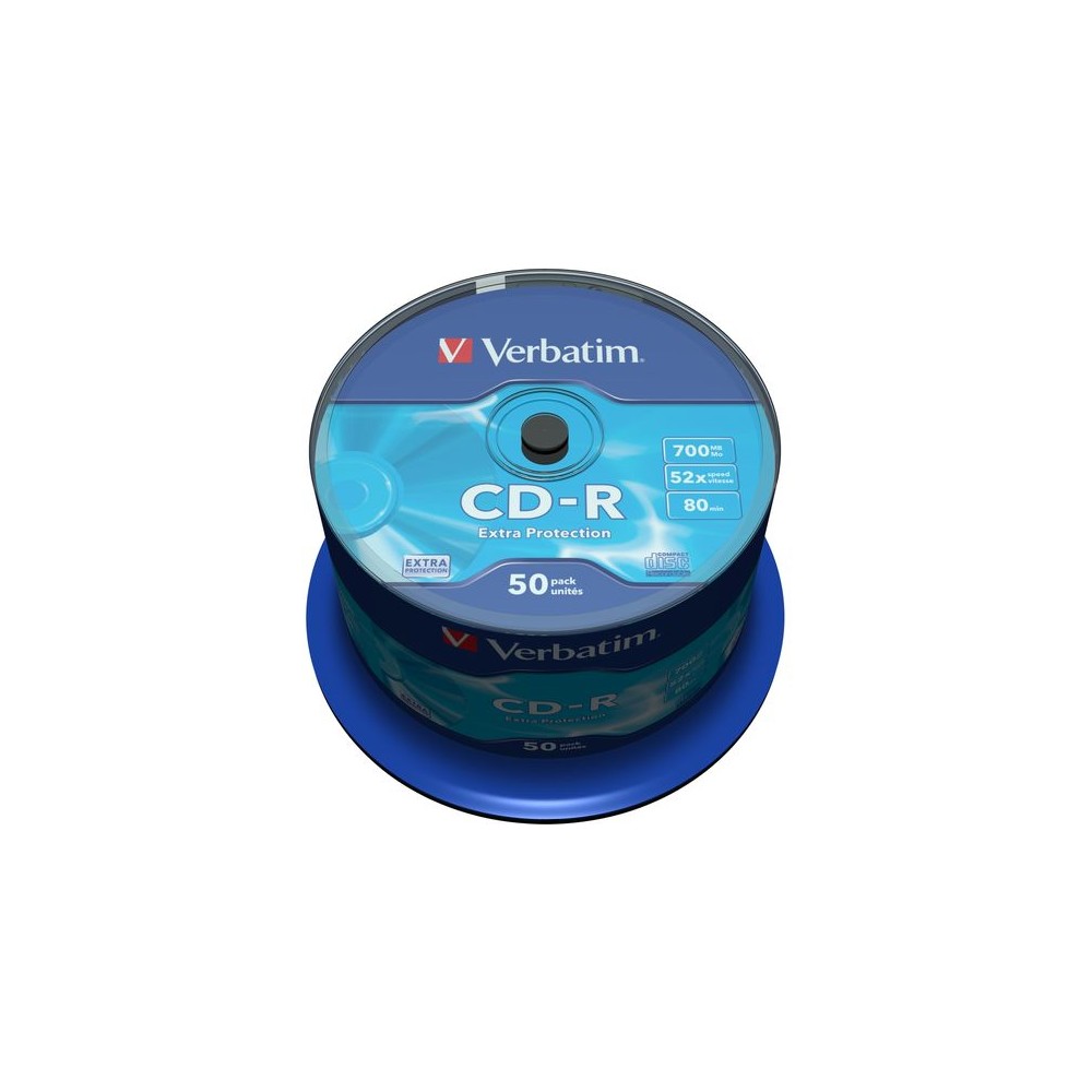 VERBATIM CD-R 700MB 52X 50 PACK SPINDLE EXTRA PROTECTION SURFACE 43351