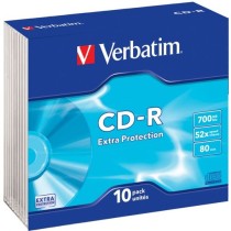 VERBATIM CD-R 700MB 52X 10 PACK SLIM CASE SEXTRA PROTECTION SURFACE 43415