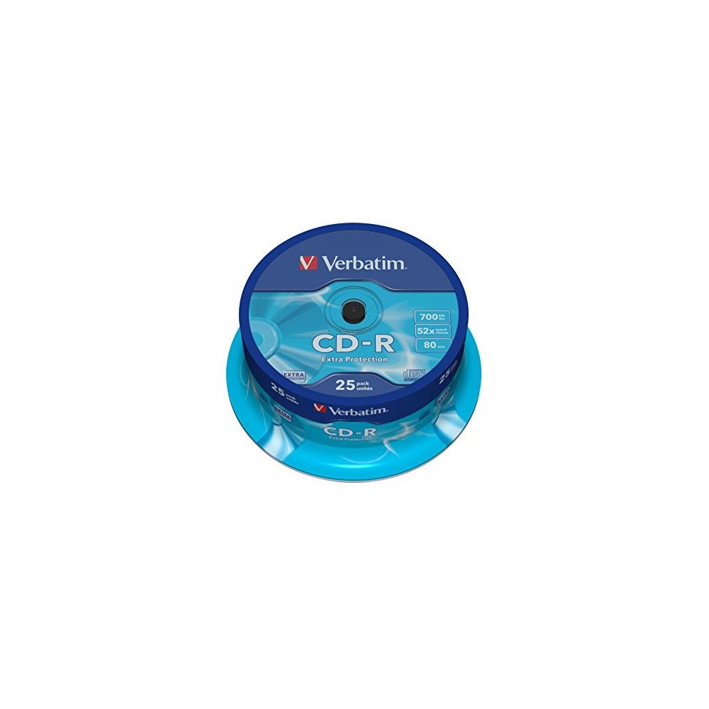 VERBATIM CD-R 700MB 52X 25 PACK SPINDLE EXTRA PROTECTION SURFACE 43432