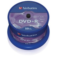 VERBATIM DVD+R 4.7GB 16X 50 PACK SPINDLE MATT SILVER SURFACE 43550
