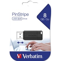VERBATIM PENDRIVE STORENGO PINSTRIPE 8GB HI-SPEED RETRACTIL USB 2.0 BLACK