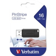 VERBATIM PENDRIVE STORENGO PINSTRIPE 16GB HI-SPEED RETRACTIL USB 2.0 BLACK