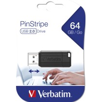 VERBATIM PENDRIVE STORENGO PINSTRIPE 64GB HI-SPEED RETRACTIL USB 2.0 BLACK