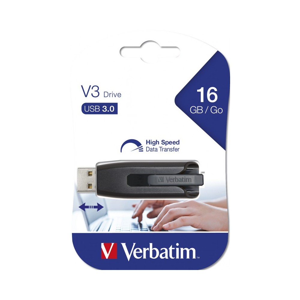 VERBATIM PENDRIVE V3 16GB RETRACTIL USB 3.2 BLACK