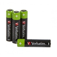 VERBATIM ALKALINE RECHARGEABLE AAA HR03 PACK 4 UNITS 49514