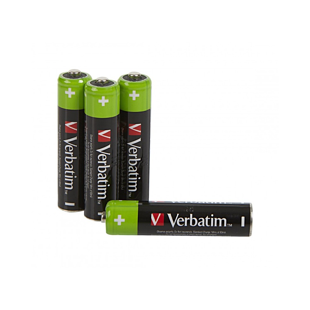 VERBATIM ALKALINE RECHARGEABLE AAA HR03 PACK 4 UNITS 49514