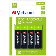VERBATIM ALKALINE RECHARGEABLE BATTERIES AA HR06 4 PCS PACK 49517