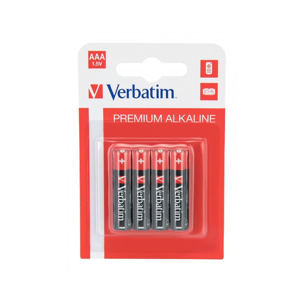 VERBATIM ALKALINE BATTERIES AAA LR03 4 PCS PACK 49920