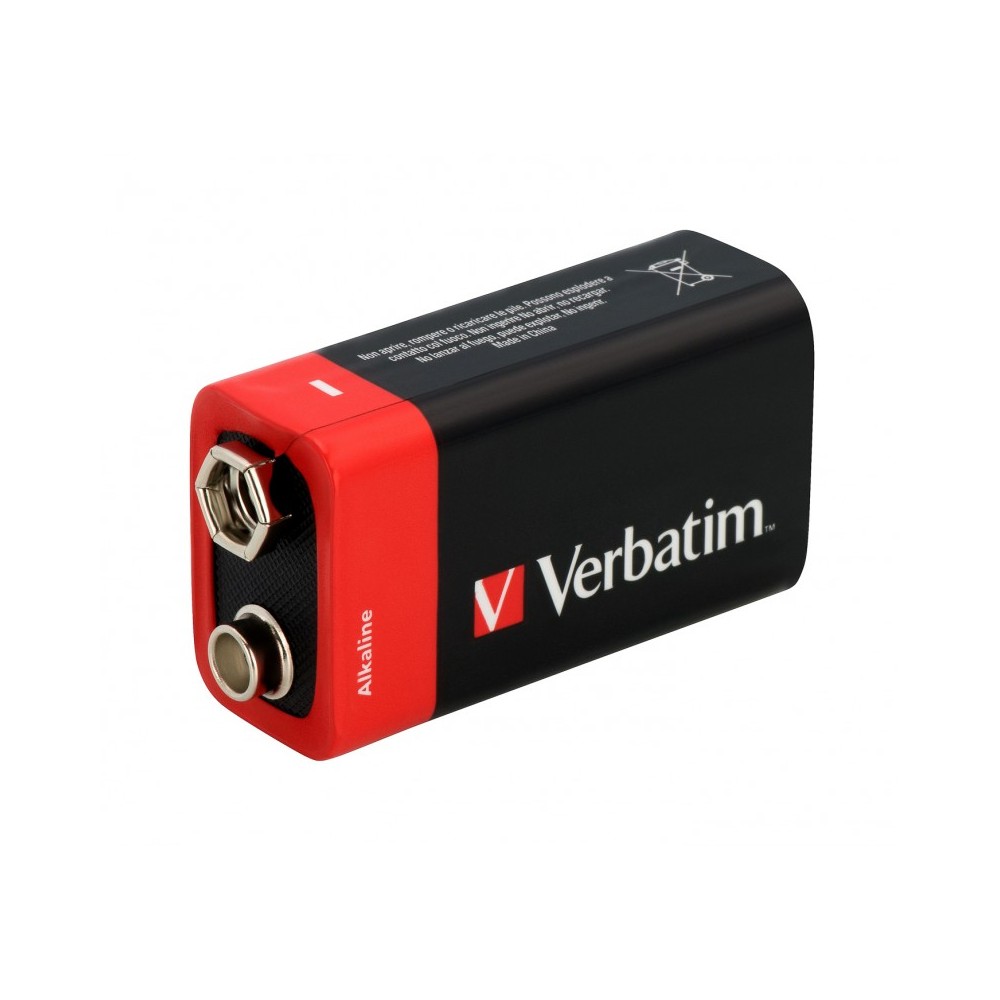 VERBATIM ALKALINE BATTERIES 9V 6LR61 1 PC PACK 49924