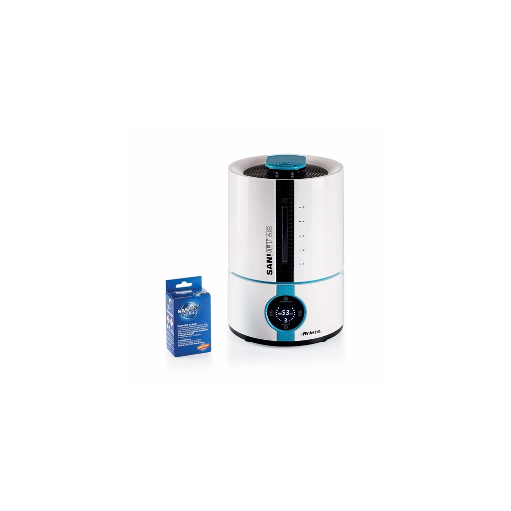 Ariete 2836 Sani-Jet Air, Umidificatore a ultrasuoni con funzione igienizzante, 30 Watt, Capacità Serbatoio 5L, 3 livelli di int