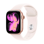 APPLE WATCH SERIES 11 GPS 46MM ROSE GOLD ALUMINIUM CASE WITH LIGHT BLUSH SPORT BAND S/M MEV64WF