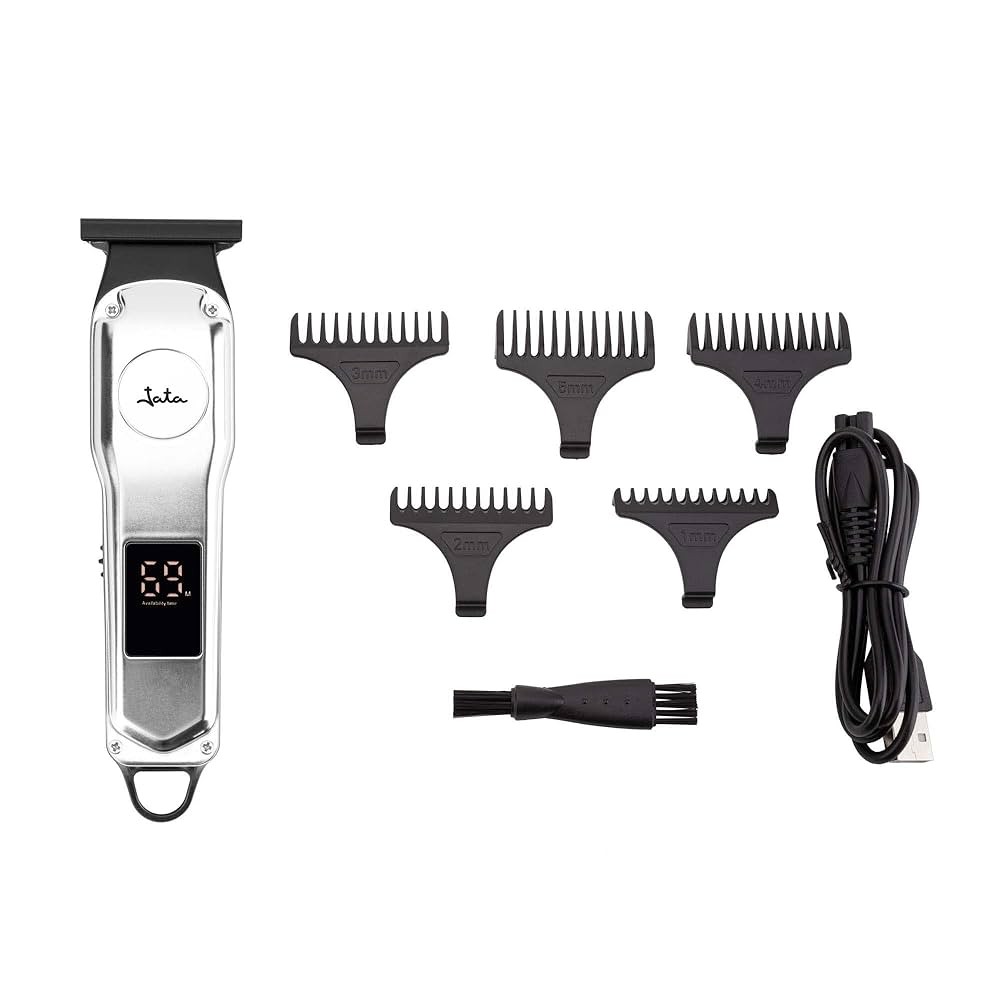 JATA HAIR CLIPPER RECHARGABLE 90MIN  5CUTING GUIDES LED DISPLAY SILVER JBCP4200